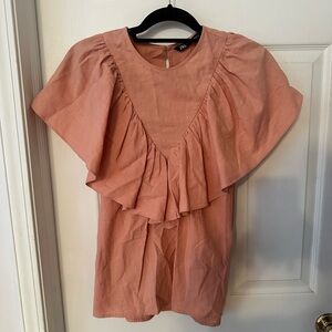 Zara Blush Ruffle Sleeve Blouse size XS